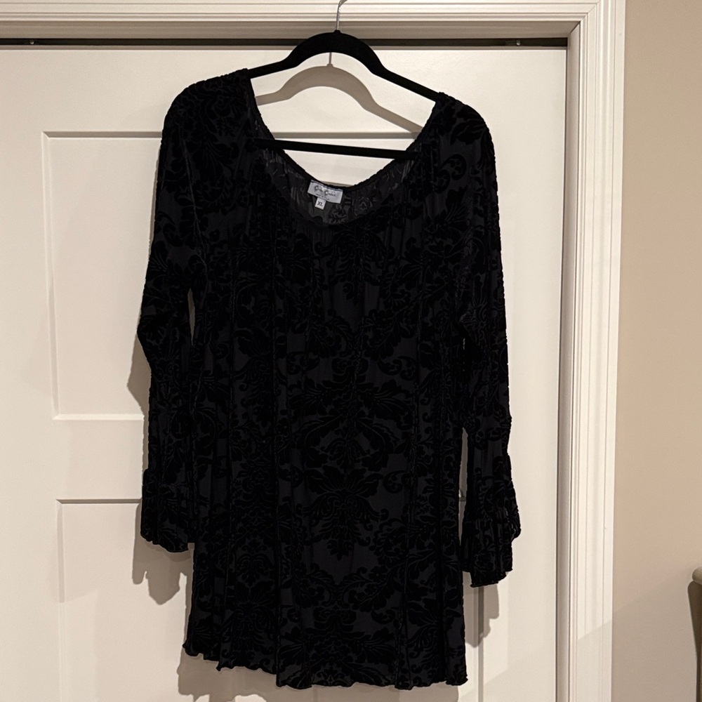 Black Velvet Tunic Top